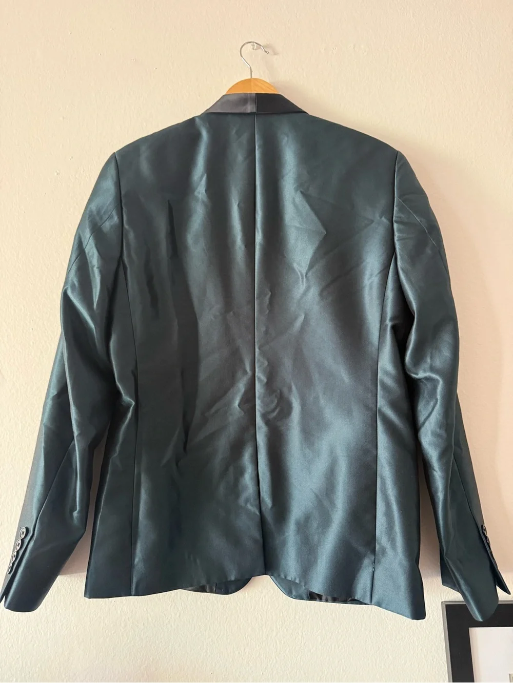 Men's H&M Teal Satin Shawl Lapel Blazer
